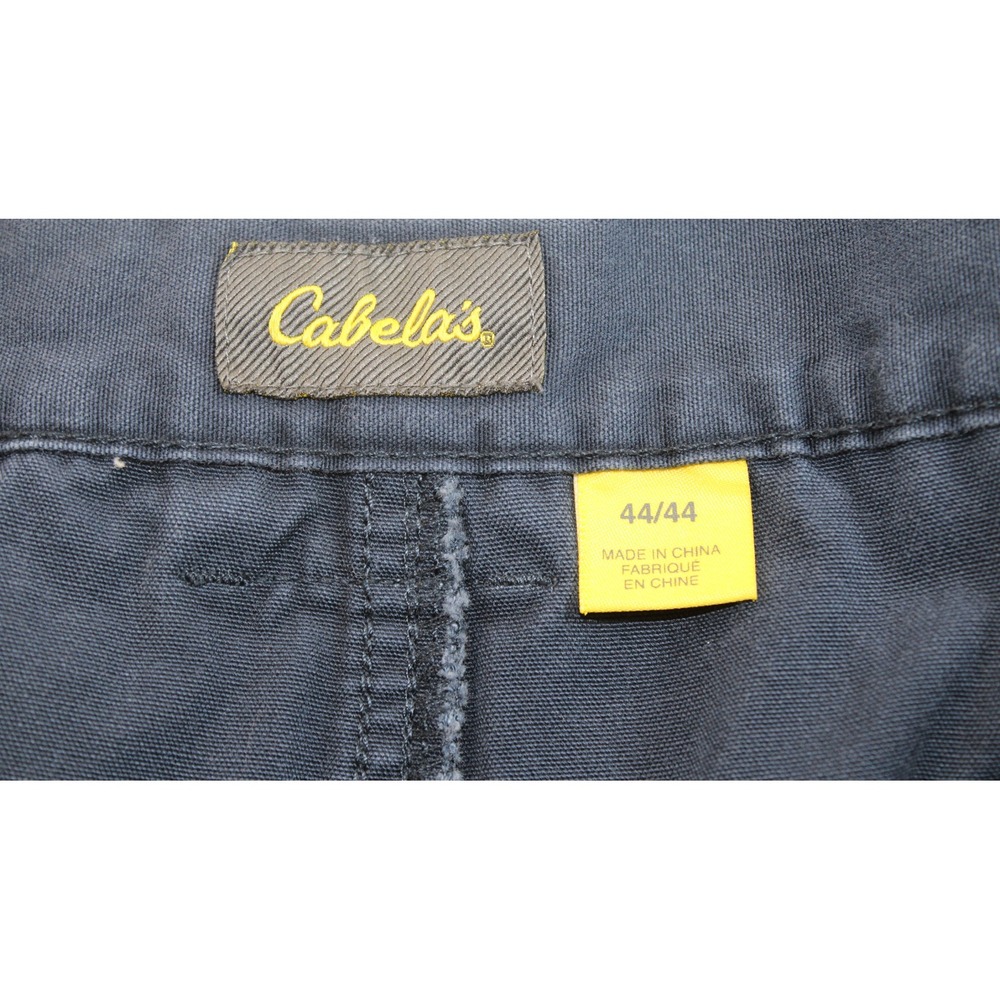 Cabelas Mens Navy Blue Cotton Canvas Cargo Utility Shorts Size 44 Elastic Waist - Picture 3 of 6